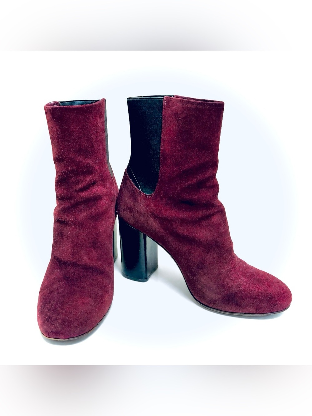 rag & bone Burgundy Suede Mid-Calf Block Heel Boots